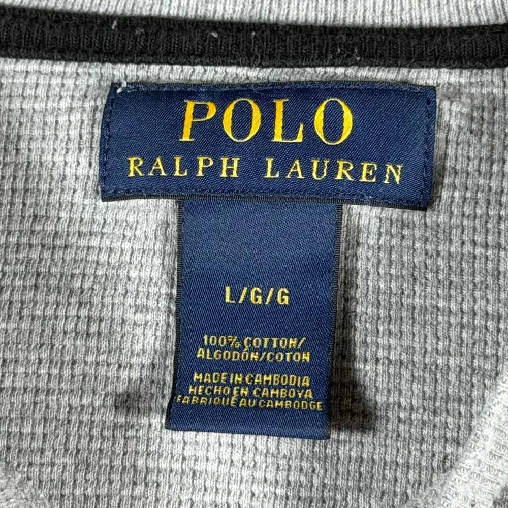 Polo Ralph Lauren Mens Gray Waffle Knit Thermal Long Sleeve Shirt Size Large